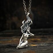 999 Fine Silver Naked Female Pendant Necklace - VVV Jewelry
