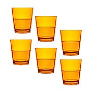Maui Rocks Orange Tumbler - Set Of 6 Polycarbonate Glasses