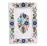 White marble tray India| small white marble tray decor buy online Having Beautiful Inlay Work