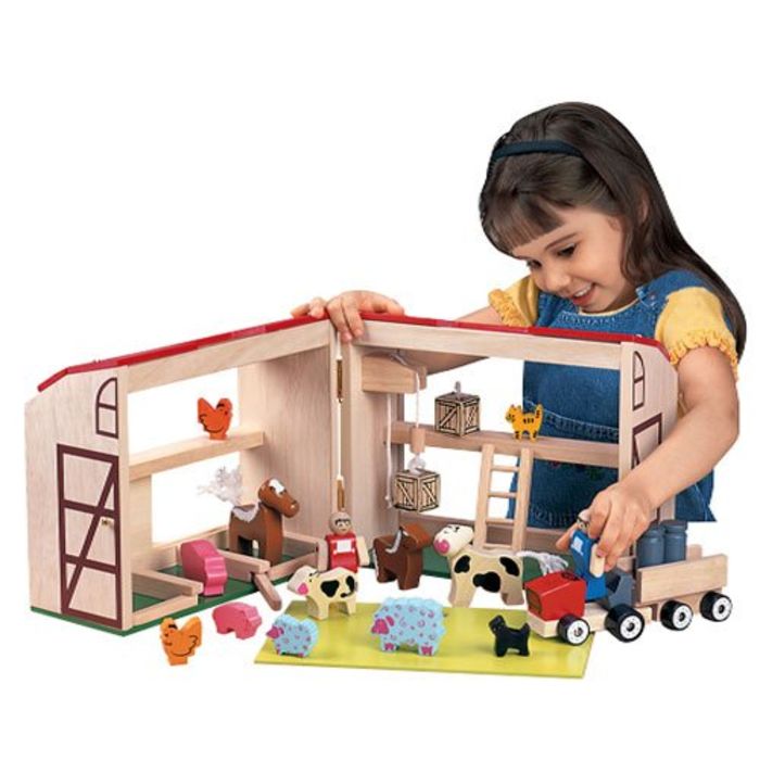 Eichhorn Little Farm 100% Wooden 25-Piece Kids Toddler Children's Toy Play Set 