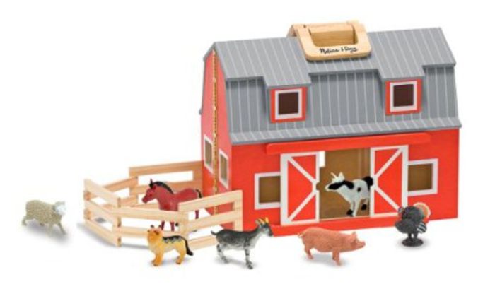Wood Toy Barn/Animals Tractor 3+ Details about   Little Town Portable Wooden Carry Along Farm 
