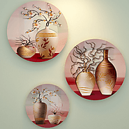 Ceramic Wall Plates with Beautiful Flowerpot Design Art, Wall Hanging – WallMantra