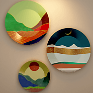 Ceramic Wall Plates With Modern Art Scenery Design, Wall Hanging. – WallMantra