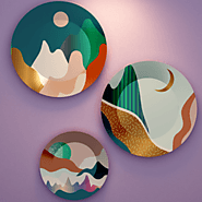 Ceramic Wall Plates With Modern Art Design Round Shape, Wall Hanging. – WallMantra