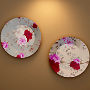 Luxury Wall Plates With Beautiful Rose Flower Pattern Art' Ceramic Plate Wall Hanging.