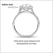 Two-Row Halo French Cut Engagement Ring Setting