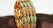 Trendy Brass Made Polki Bangles Decorated With Meena Work And AD Stone