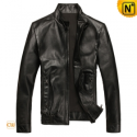 Mens Black Slim Fit Leather Motorcycle Jackets CW812096 - cwmalls.com