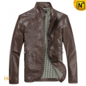 Mens Designer Brown Slim Leather Jackets CW812209 - cwmalls.com