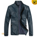 Mens Blue Slim Motorcycle Leather Jackets CW812208 - cwmalls.com