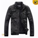 Mens Designer Black Motorcycle Leather Jackets CW813074 - cwmalls.com