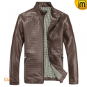 Brown Leather Moto Jacket CW812210 - jackets.cwmalls.com