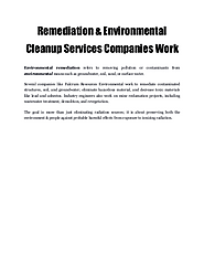 Remediation & Environmental Cleanup Services Companies Work