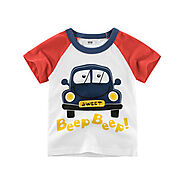 Boys kids car printed short sleeve t-shirts for 3y-12y Sale - Banggood.com