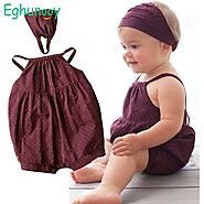 7.99US $ 26% OFF|Summer Baby Girl Romper Deep Red Round Dots Harnesses and Headband Newborn Baby Girl Clothes Infant ...