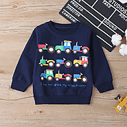 Kid Store: Boy's Cartoon Car Print Long Sleeves Sweatshirt For 2-8Y