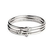 White Diamond Stacking Rings in Sterling Silver