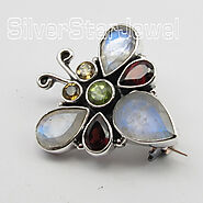 Sterling Silver Gemstone Brooches & Pins