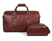 Taranto Leather Weekender Bag Combo - Pecan Brown