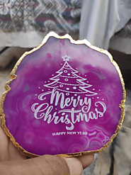 Merry Christmas Agate Coaster | Christmas Coaster | Gift Coaster for Christmas | Best Gift For Loved One