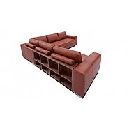 Blake Brown Leather Sofa With Storage