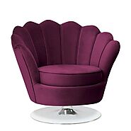 Velvet Shell Swivel Chair In Purple