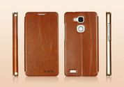 Leather Flip Case - Light Brown - For Huawei Ascend Mate 7 Phone