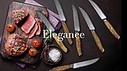 Top rated steak knives,Letcase Damascus steak knives of 6 olive wooden knife handle
