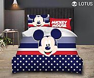 Mickey Mouse Pattern Bedsheet With 2 Pillow Covers | Queen Size