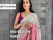 Red sequin saree