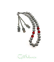 Tasbih Beads | Stainless Steel Ornamented with Red Separators