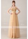 A-Line One-Shoulder Backless Floor-Length Tulle Sleeveless Prom Dresses