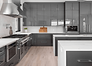 High Gloss Gray Kitchen Cabinets