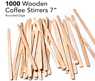 1000 Coffee Stir Sticks Round End, Eco Friendly Coffee Stirrers Dark Wood for Hot Drinks (7 inches)