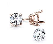 Four Prong Stud Earrings for Round Diamonds