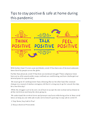 Tips to stay positive & safe at home during this pandemic | edocr