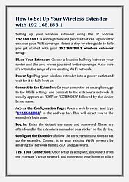 How to Set Up Your Wireless Extender with 192.168.188.1