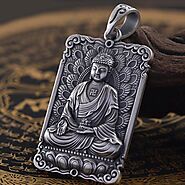 Amitabha Pendant - with 999 Silver Chain Necklace - Mantrapiece.com