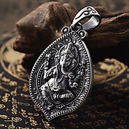 Silver Ganesha Pendant: Silver Buddha Chain Necklace - Mantrapiece.com