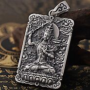 Manjushri Pendant - 999 Silver Buddha Chain Necklace - Mantrapiece.com