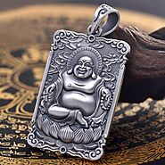Laughing Buddha Pendant - Men's Buddha Chain Necklace - Mantrapiece