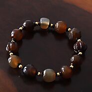 Tibetan Mala Prayer Beads: Made of a Rare Brown Agate - Mantrapiece