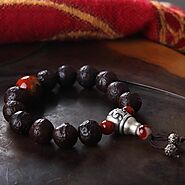 Tibetan Bracelet: Old Tibetan Bodhi Seeds and Red Agate - Mantrapiece
