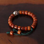 Tibetan Amber Beads: Tibetan Beeswax and Dzi Bead - Mantrapiece.com