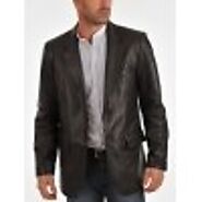 Classic Two Button Casual Leather Blazer Coat for Men