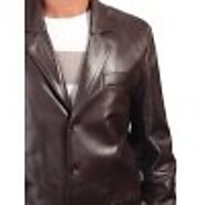 Coat Style Men's Dark Brown Leather Blazer
