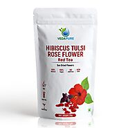 vedapure Naturals Red Tea- Pure Hibiscus Flower with Rose Petals Sun Dried, Herbal Tea, Caffeine Free Hibiscus, Rose ...