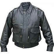 Men's Classic Black Leather Bomber Jacket