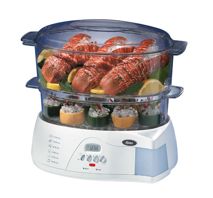 OVENTE 2 Tier Electric Food Steamer for Cooking Vegetables, Stainless Steel  Base