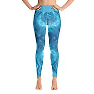 Buy High Waist Blue Waives Yoga Leggings